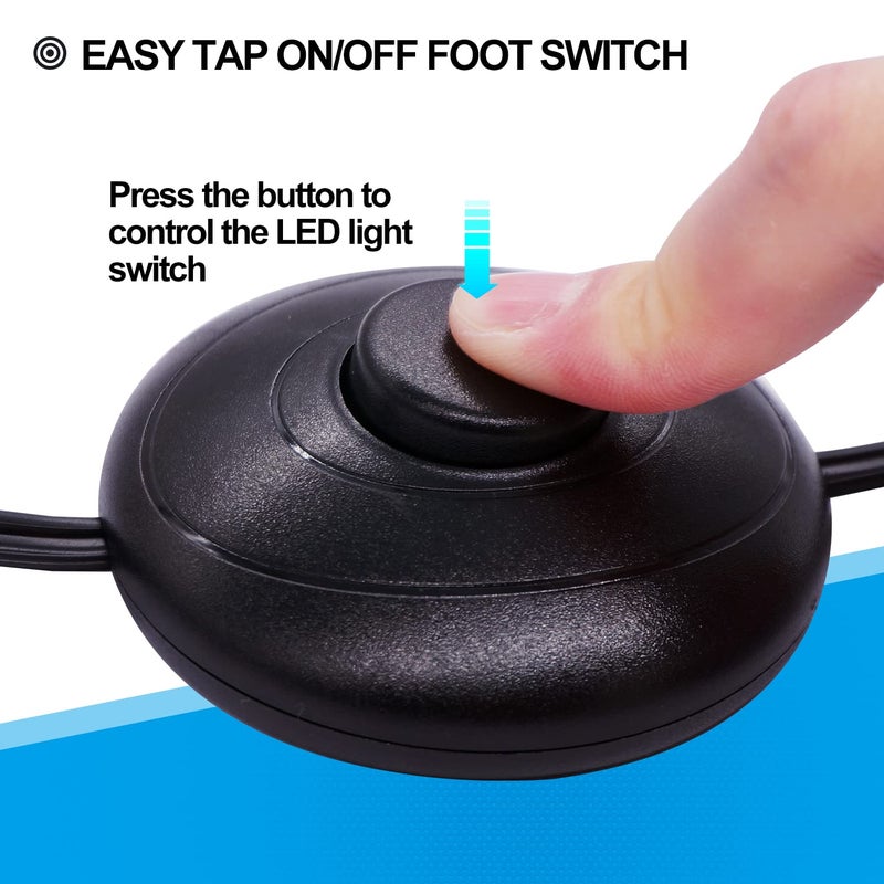 Twidec /Foot Switch Floor Black Foot Pedal Push Switch Round Inline Lamp Light On-Off Control Foot Switch 3A 125VAC with 6FT 18AWG 2-Prong Polarized Extension Cord for Christmas Tree Light - Image 2